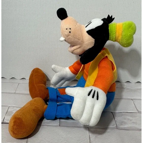Disney Goofy Plush Stuffed Animal Toy Orange Shirt Blue Pants Green Hat - Picture 5 of 7